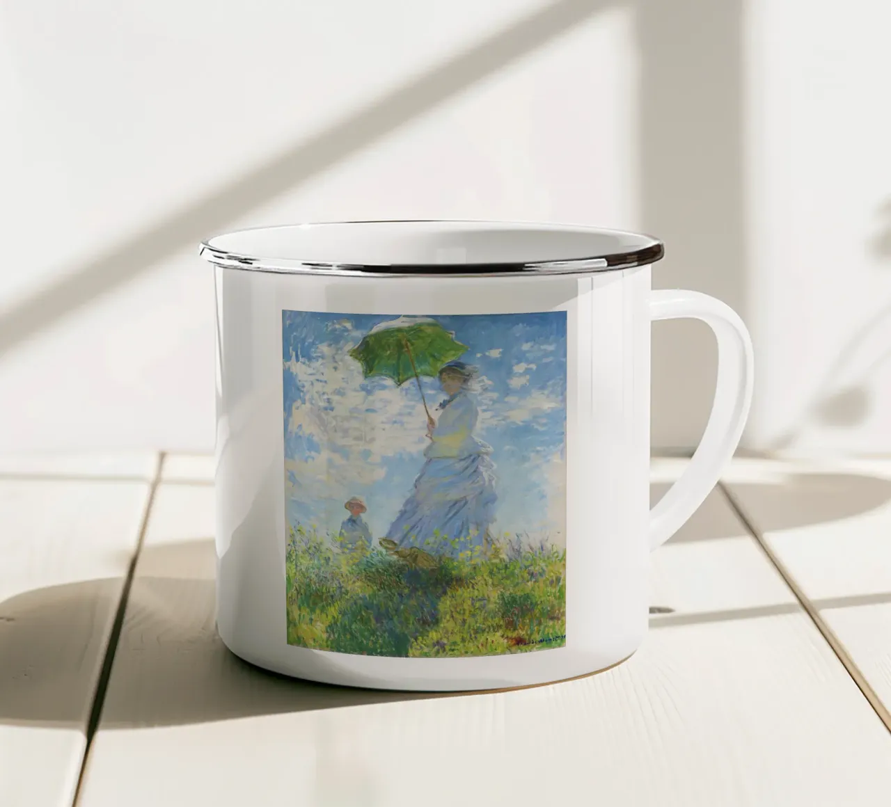 Donna con ombrellino (1875) di Claude Monet tazza in smalto da Jolie Prints