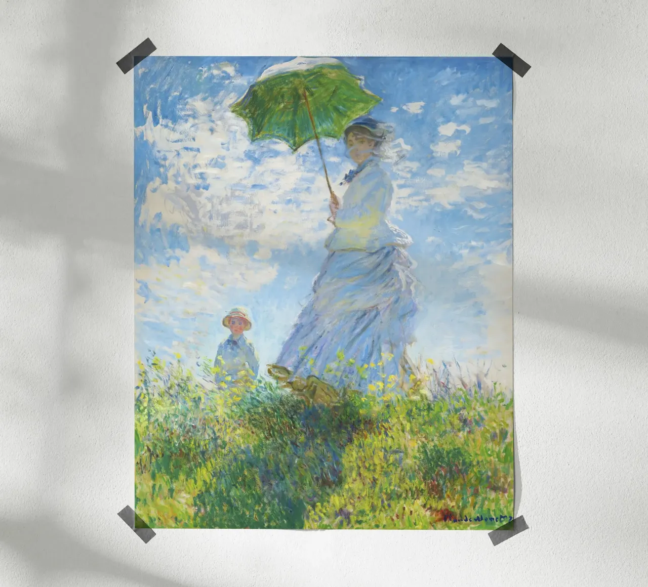 Donna con ombrellino (1875) di Claude Monet poster con telaio in legno da Art History
