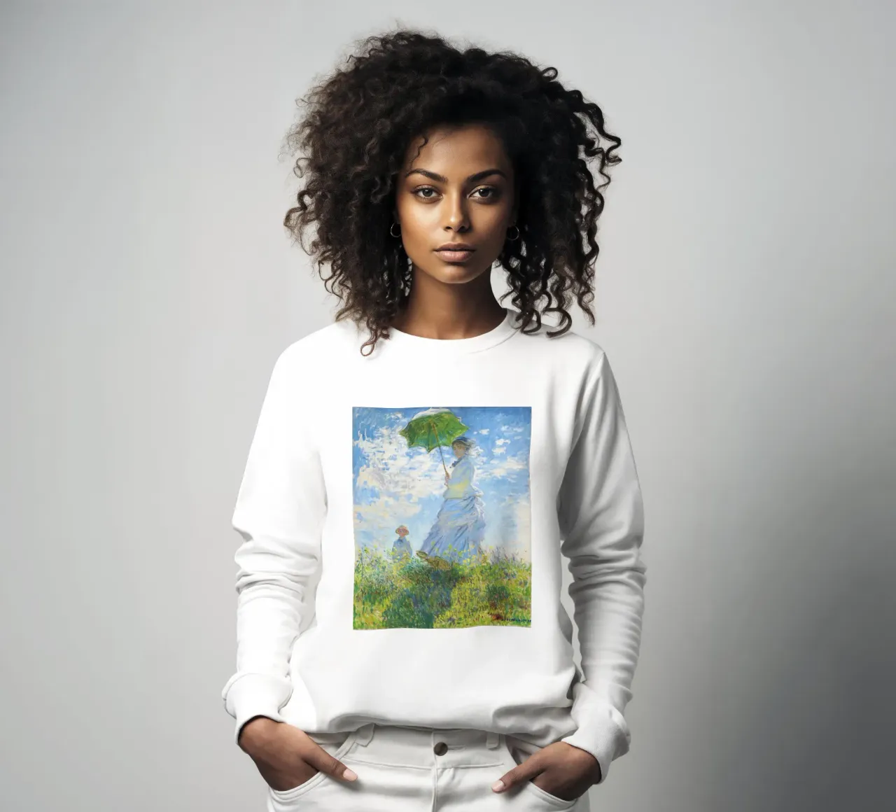 Donna con ombrellino (1875) di Claude Monet felpa da Classic Art Prints