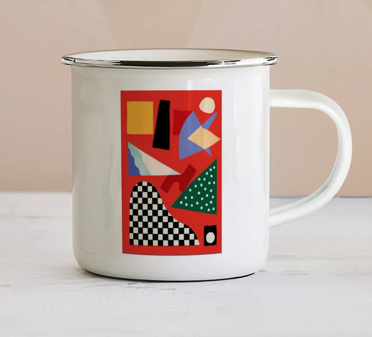 Gioco geometrico a scacchi tazza in smalto da Bruce Juice
