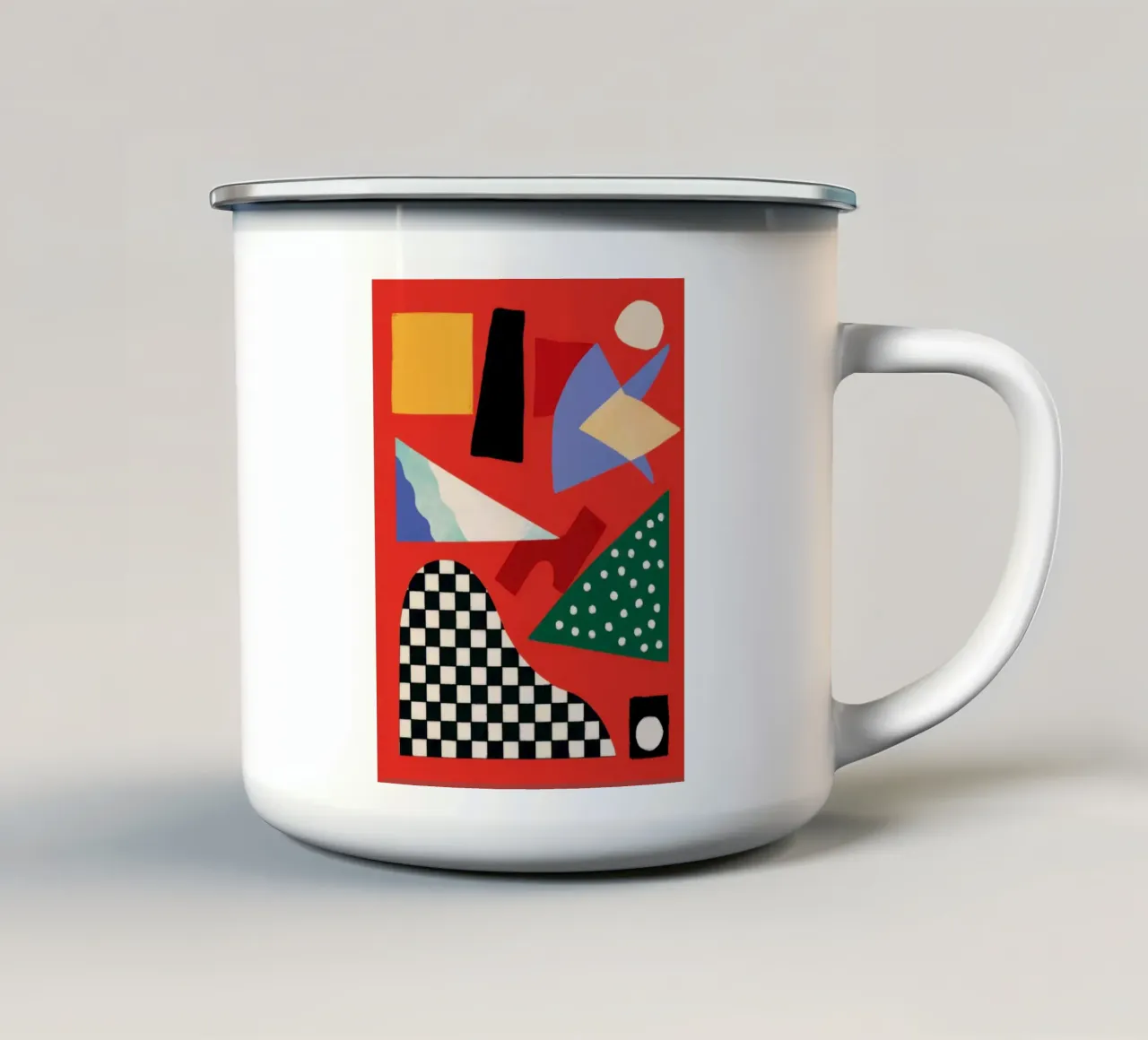 Gioco geometrico a scacchi tazza in smalto da Bruce Juice