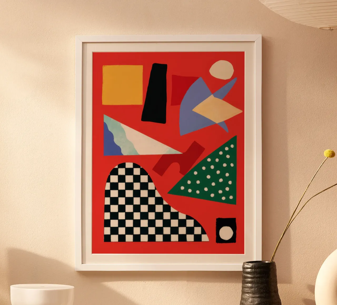 Gioco geometrico a scacchi poster con telaio in legno da Bruce Juice