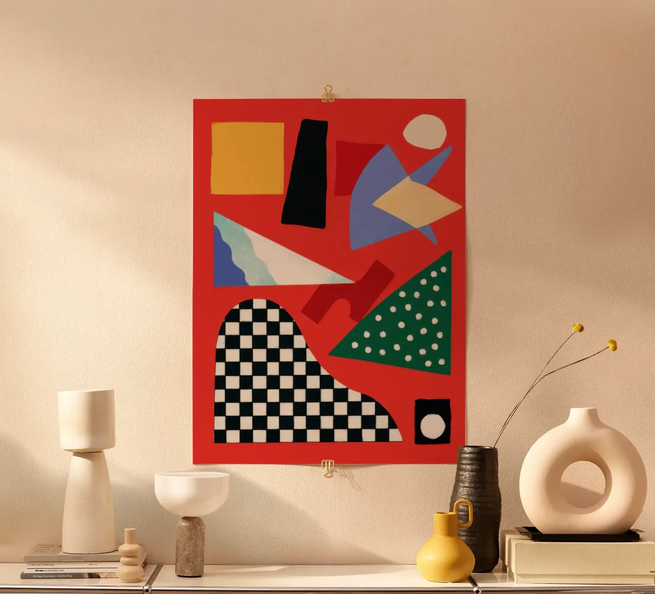 Gioco geometrico a scacchi poster con telaio in legno da Bruce Juice
