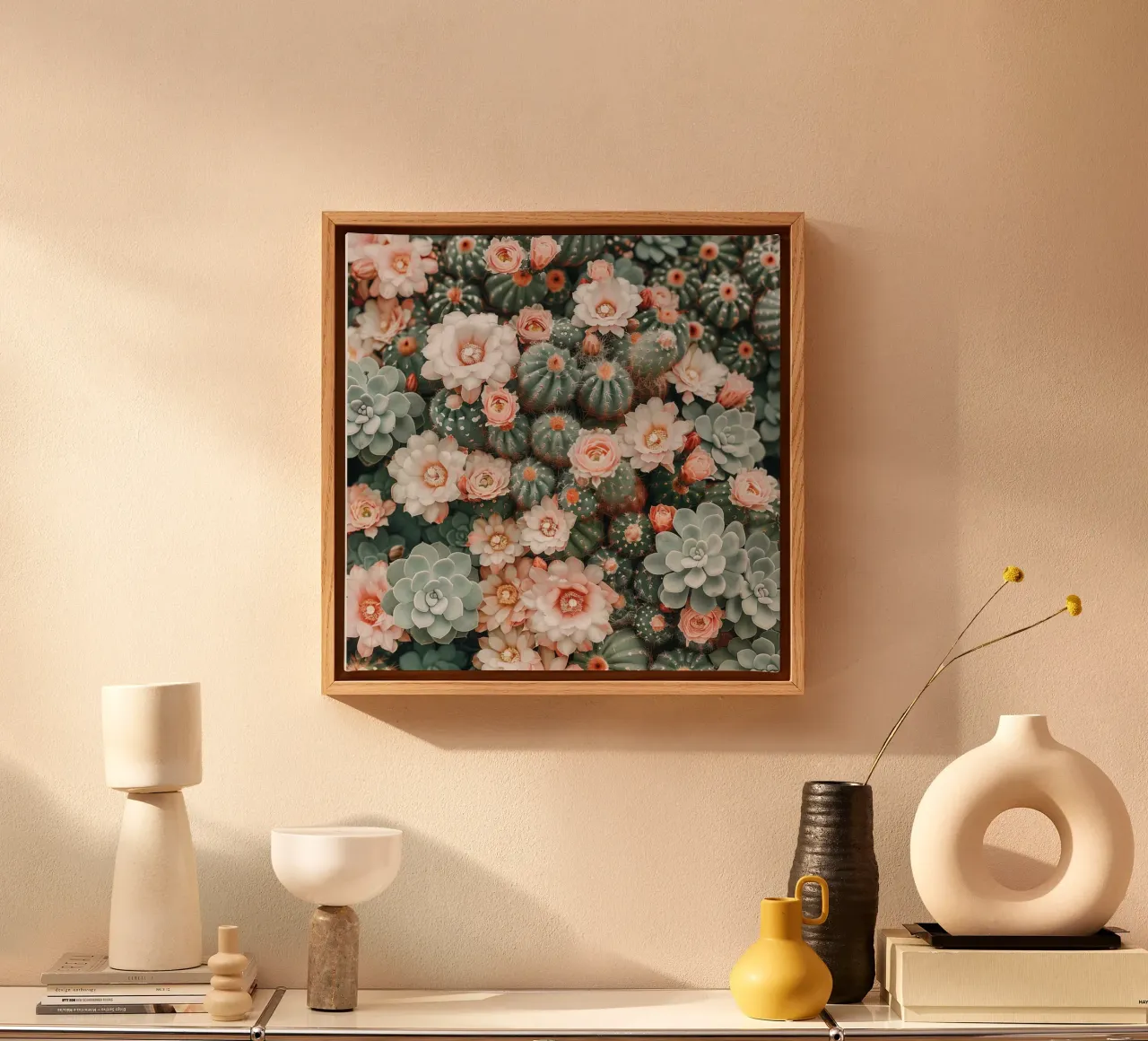 Blossom Geometry canvas with Floater frame by StillVibe Home
