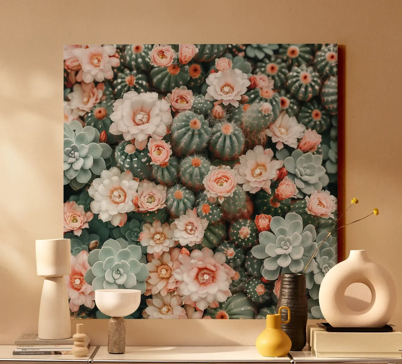 Blossom Geometry canvas with Floater frame by StillVibe Home