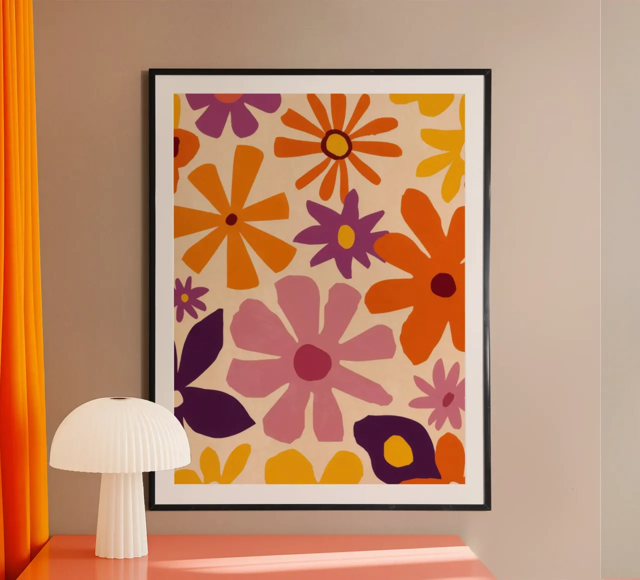 Campo floreale retrò poster con telaio in alluminio da Bruce Juice