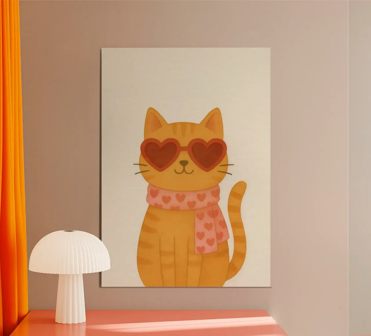 Cute Cat with Heart Sunglasses poster con telaio in plastica da Attaboy Dsgn
