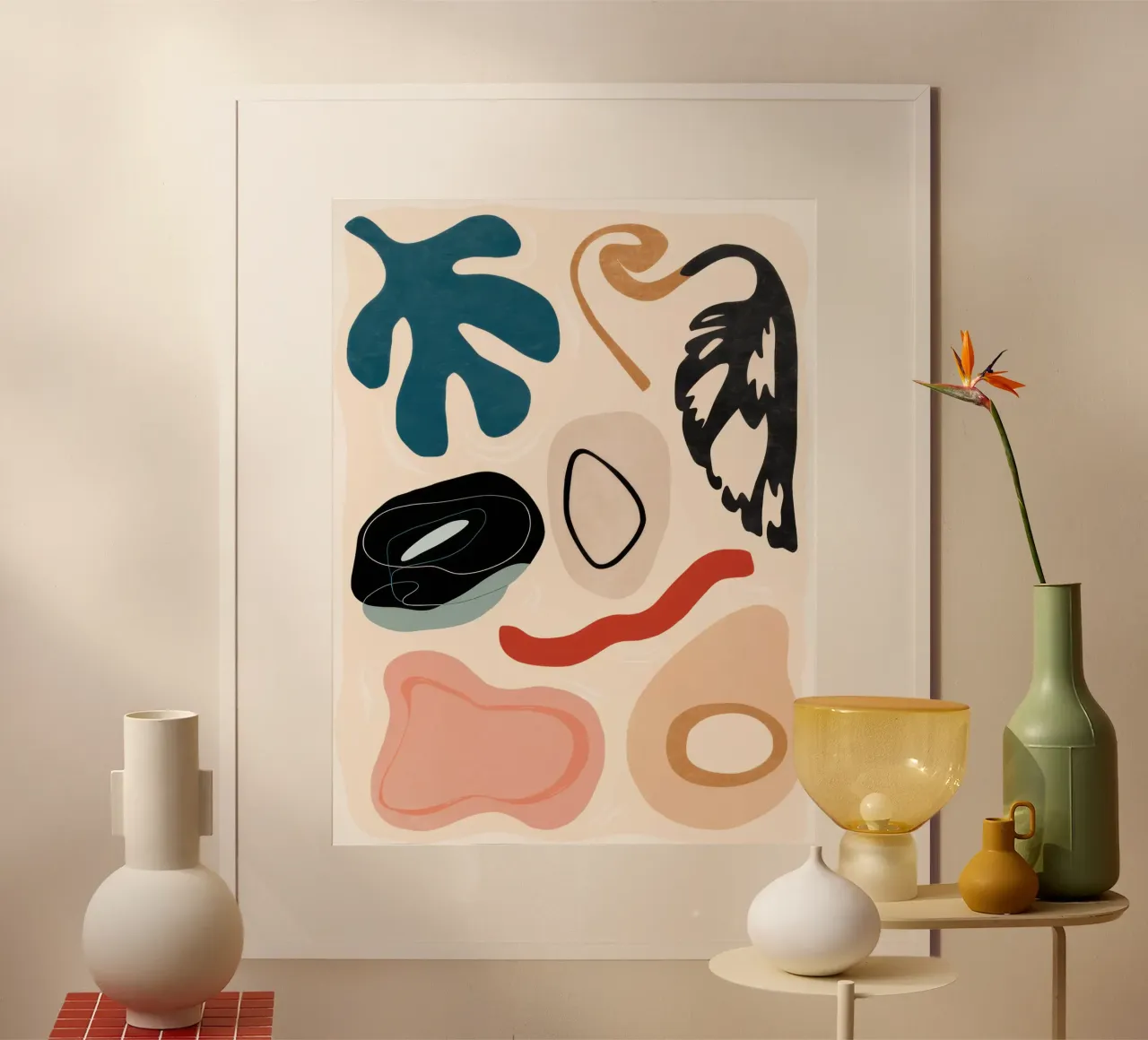 Forme astratte in movimento poster con telaio in alluminio da Bruce Juice