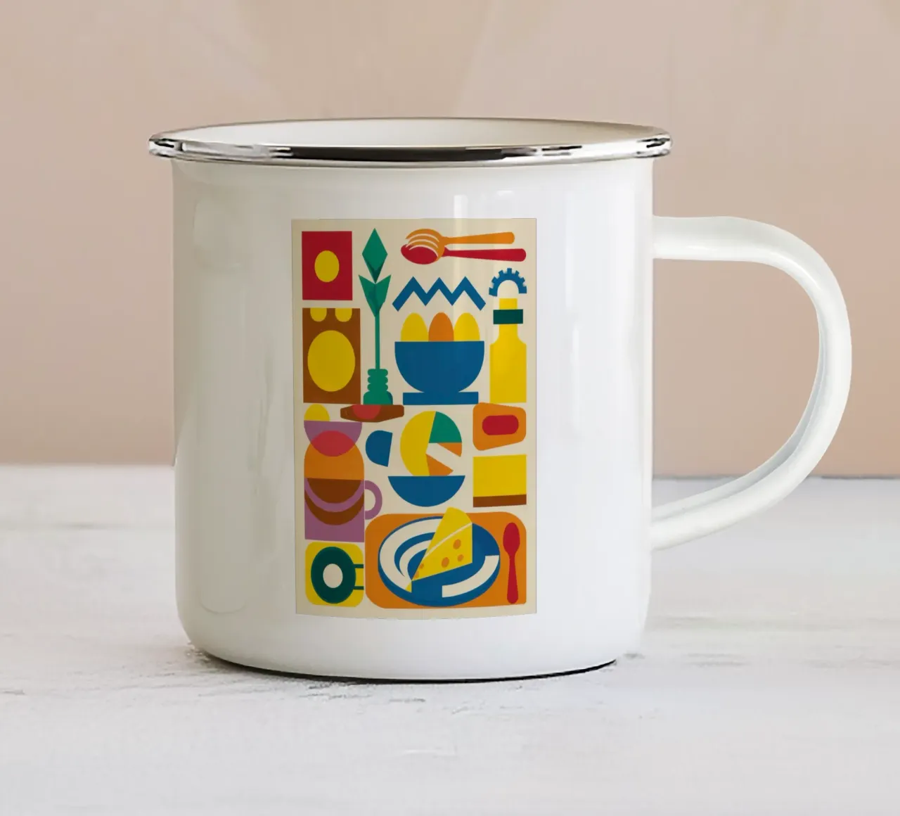 Colori primari in cucina tazza in smalto da Bruce Juice