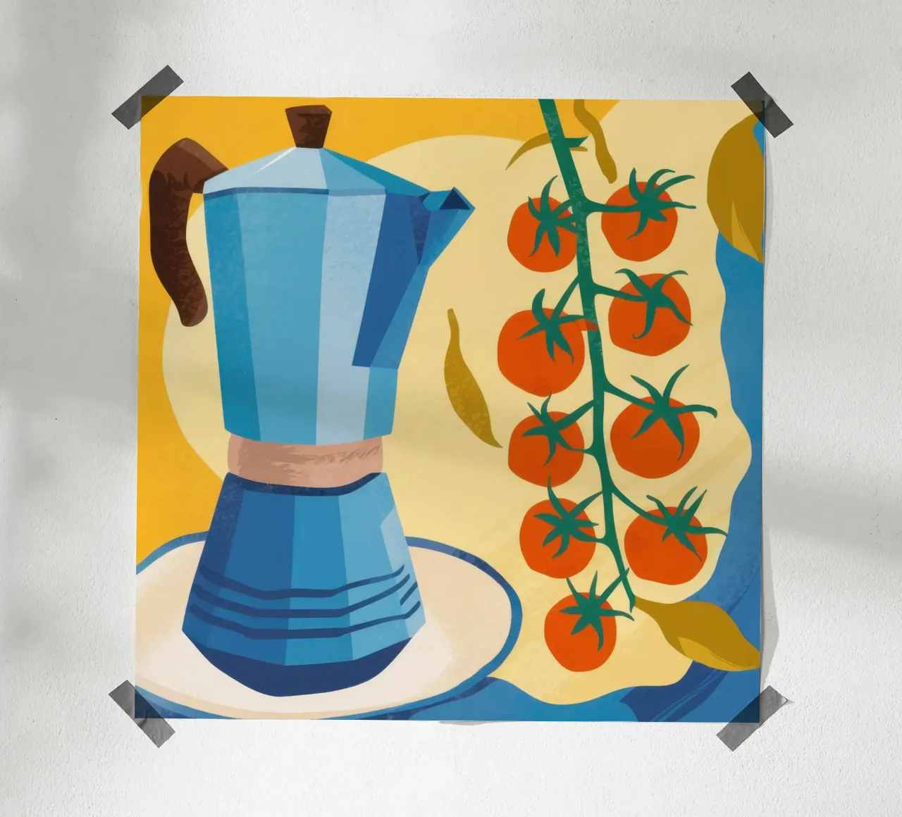 Mokkatopf und Tomaten Poster von Bruce Juice