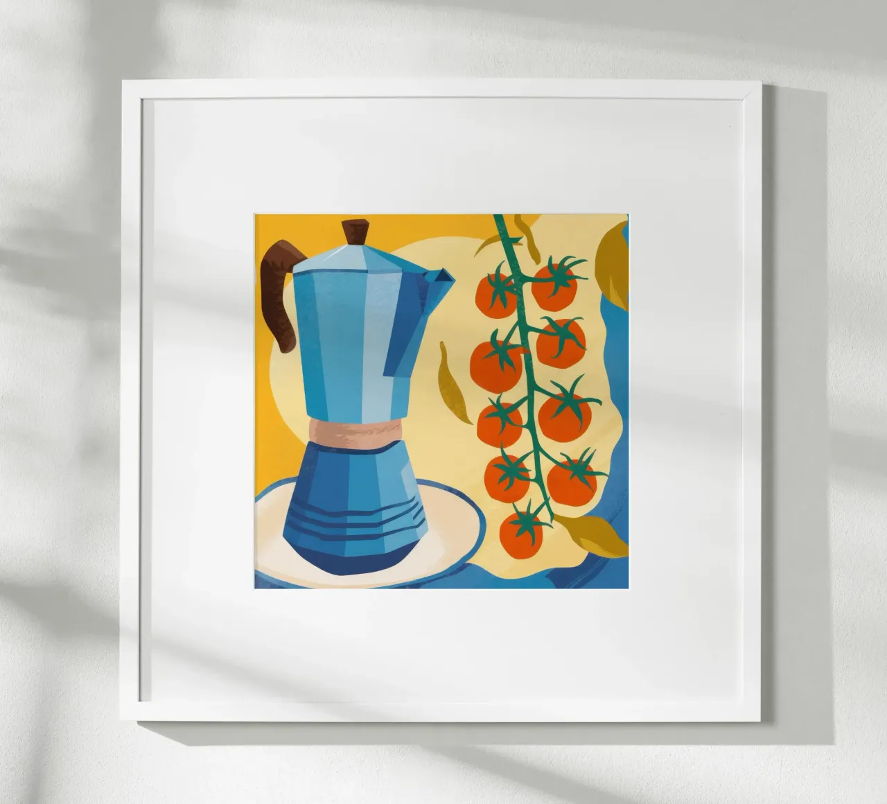 Mokkatopf und Tomaten Poster von Bruce Juice
