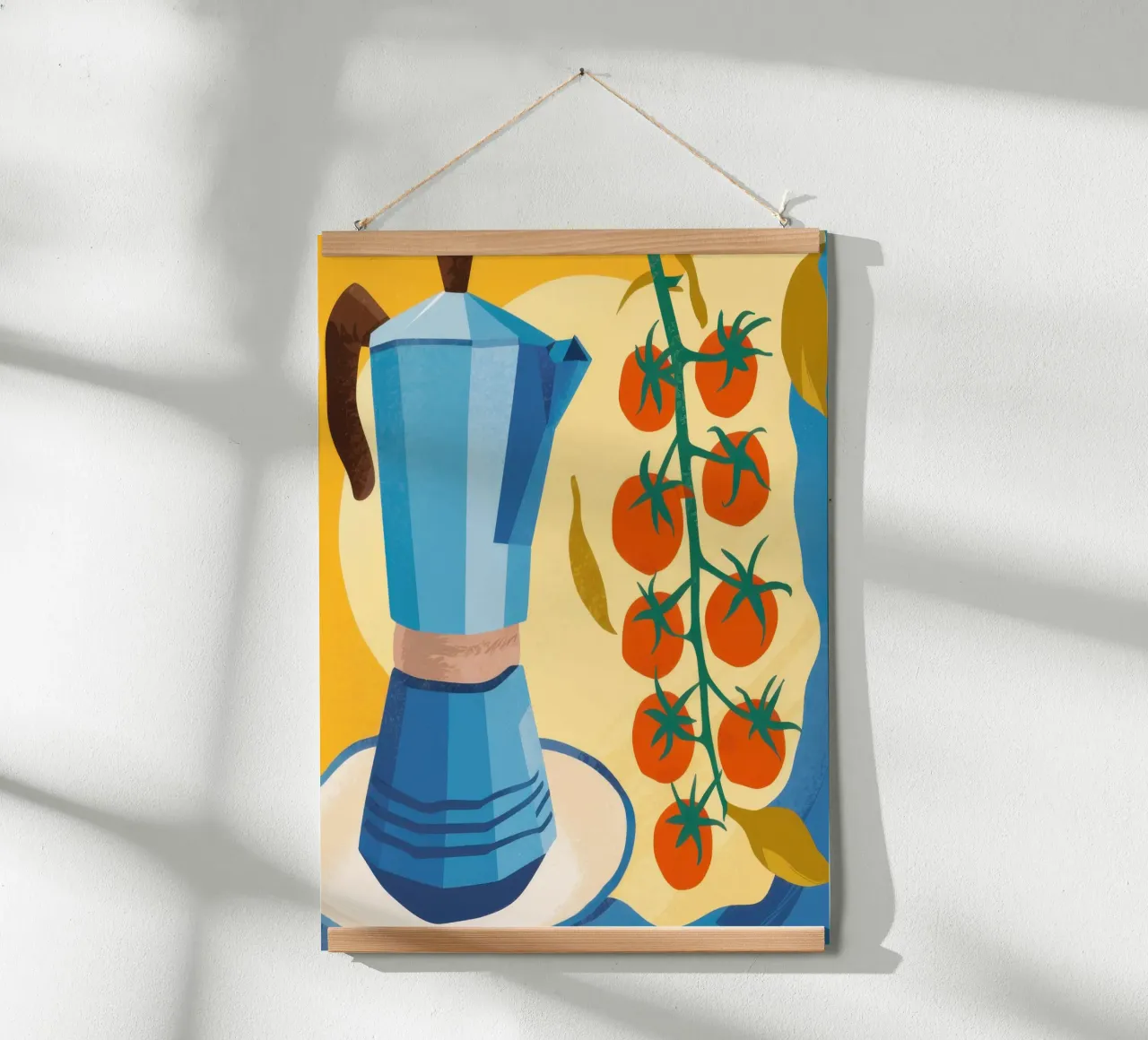 Mokkatopf und Tomaten Poster von Bruce Juice