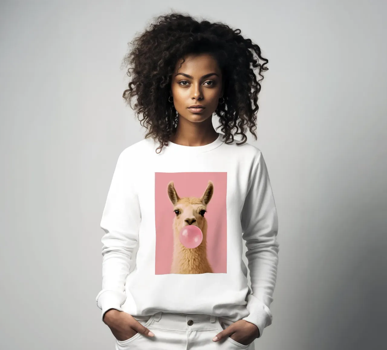 Llama Blowing Bubblegum felpa da Attaboy Dsgn