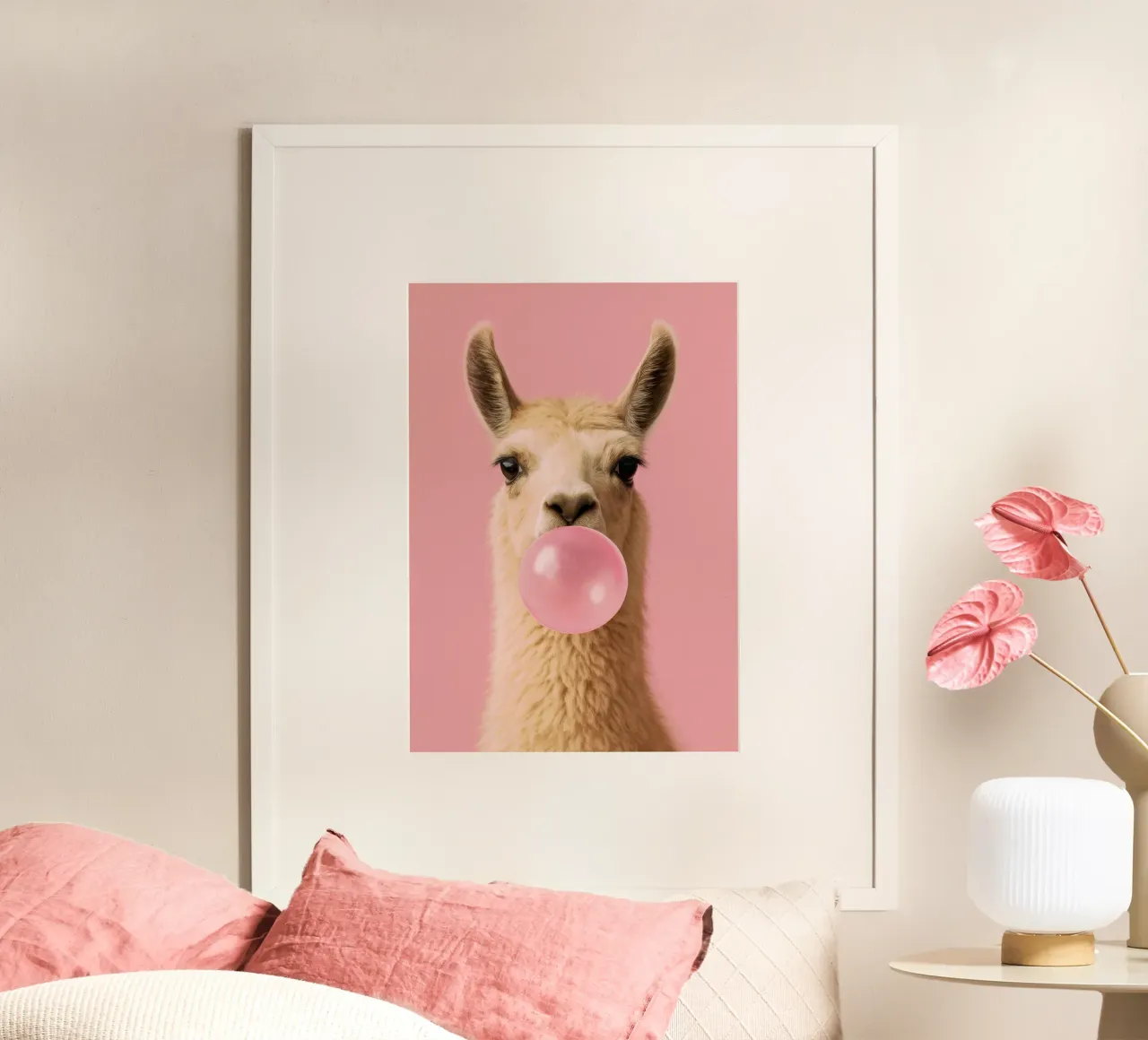 Llama Blowing Bubblegum poster da Attaboy Dsgn