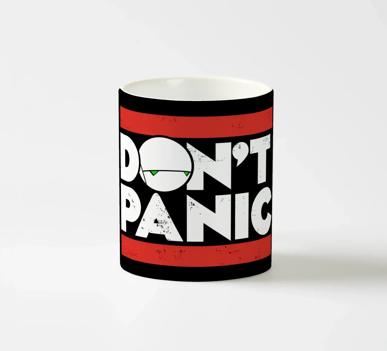 Don't Panic ceramic mug by Mariel Toigo