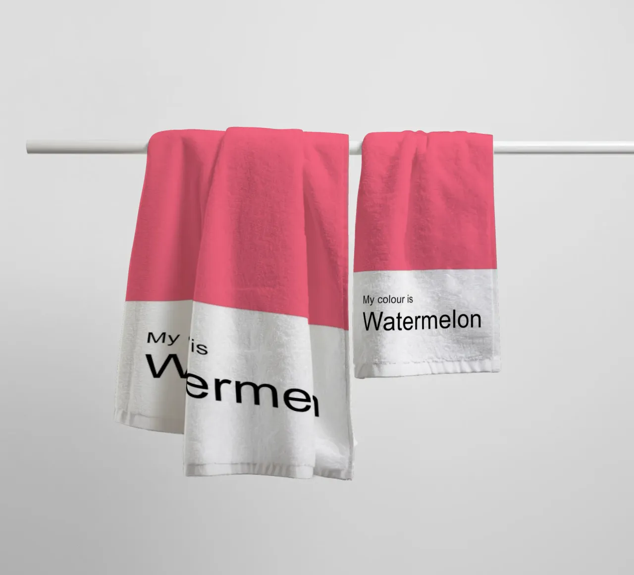 My Colour is Watermelon – Minimalist Typography Print towel by JaySan Studio