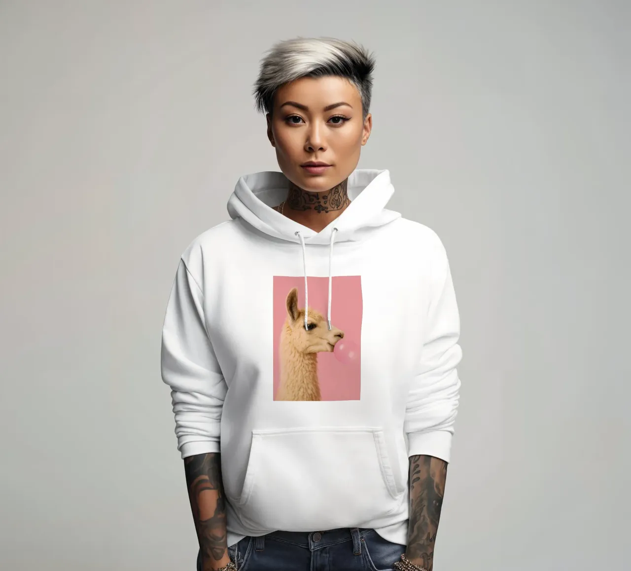 Llama Blowing Bubblegum felpa con cappuccio da Attaboy Dsgn