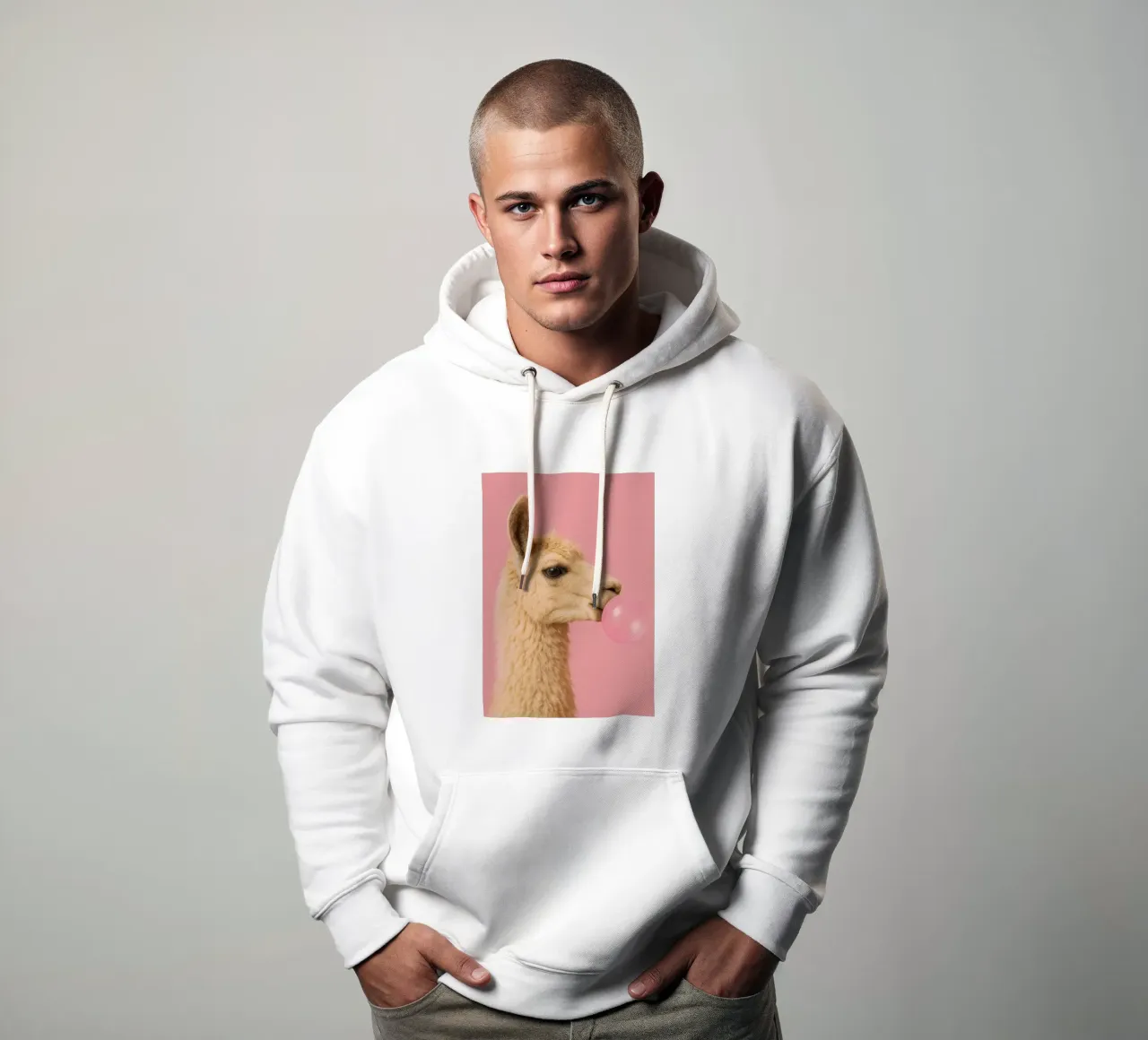 Llama Blowing Bubblegum felpa con cappuccio da Attaboy Dsgn