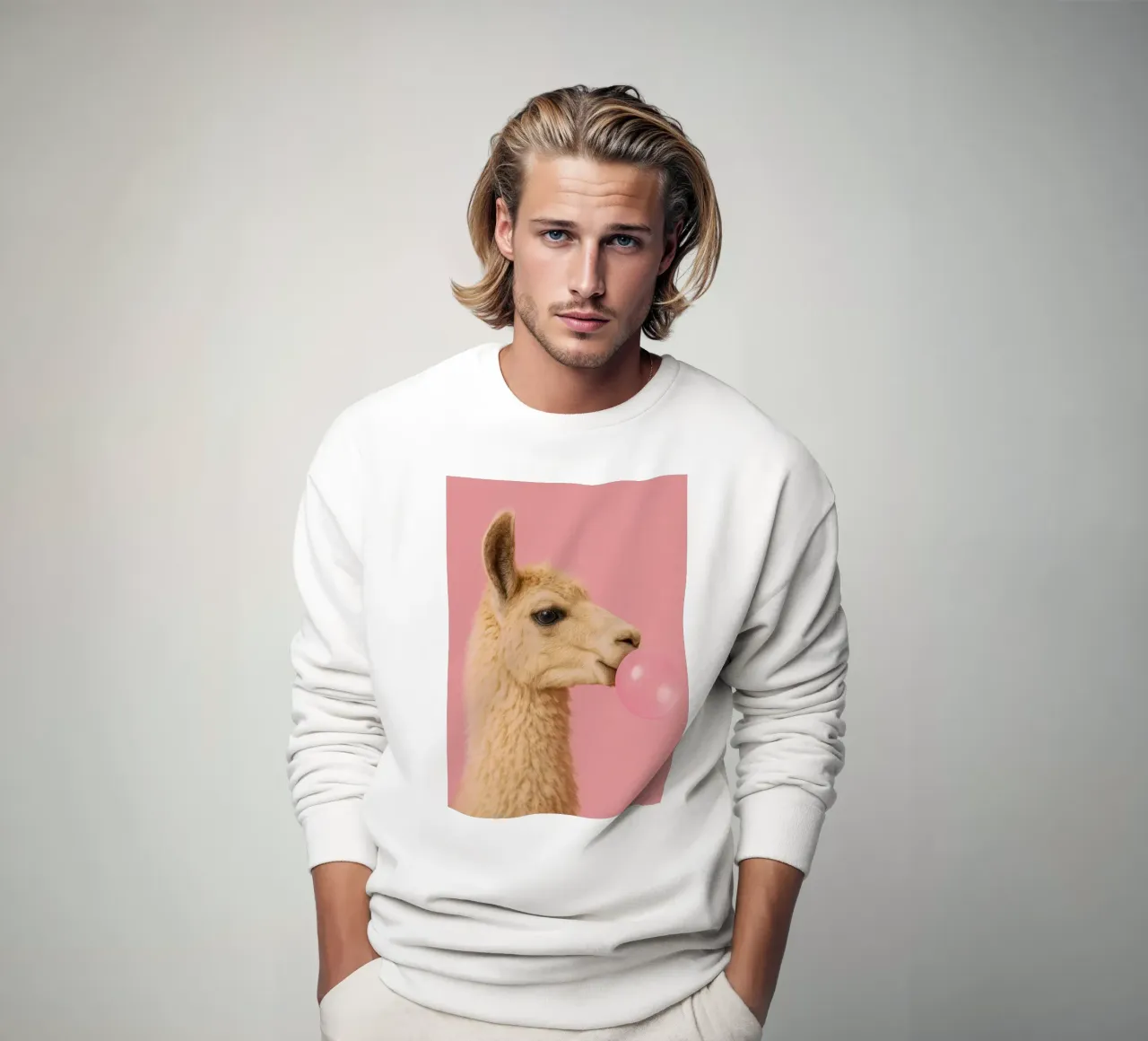 Llama Blowing Bubblegum felpa da Attaboy Dsgn