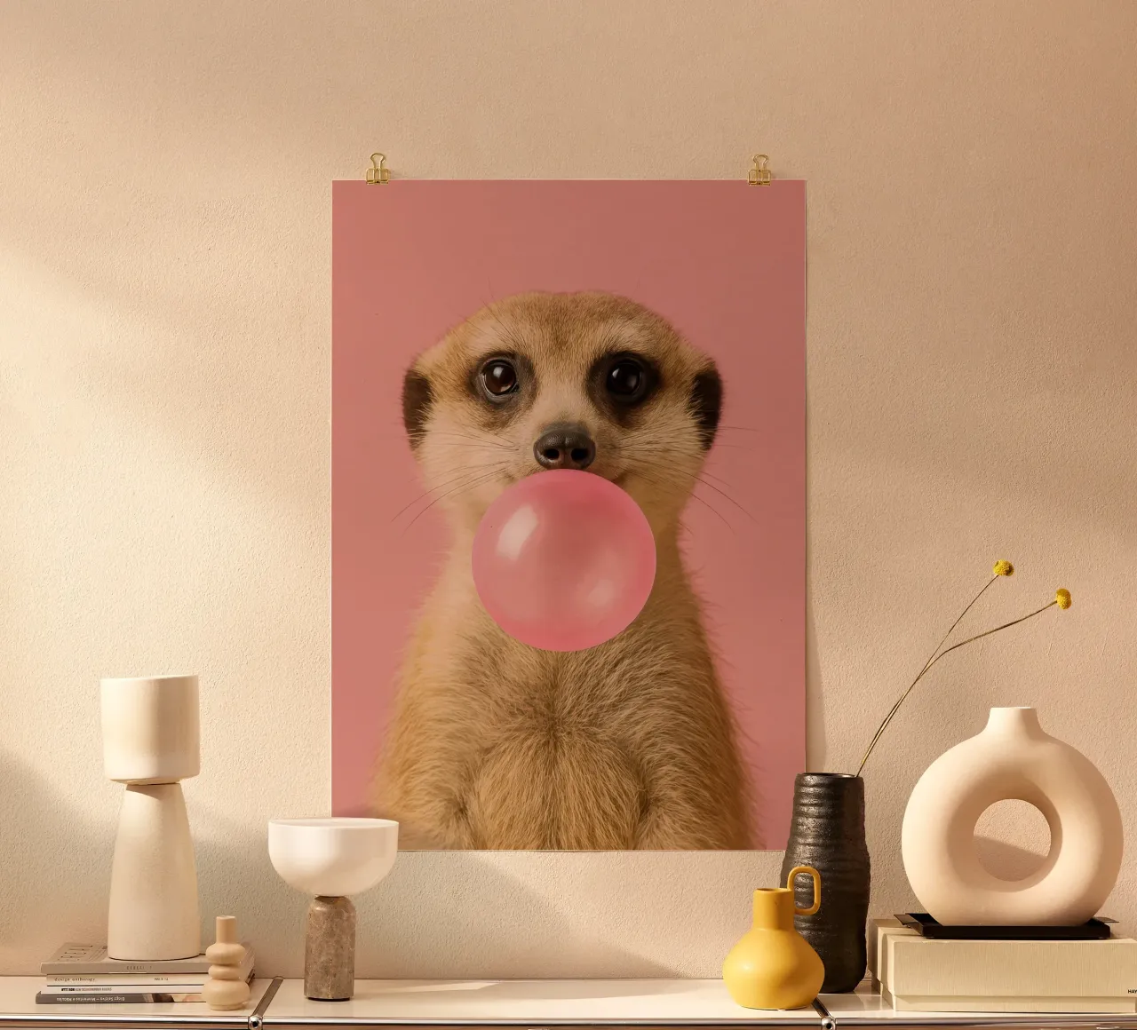 Meerkat Blowing Bubblegum poster da Attaboy Dsgn