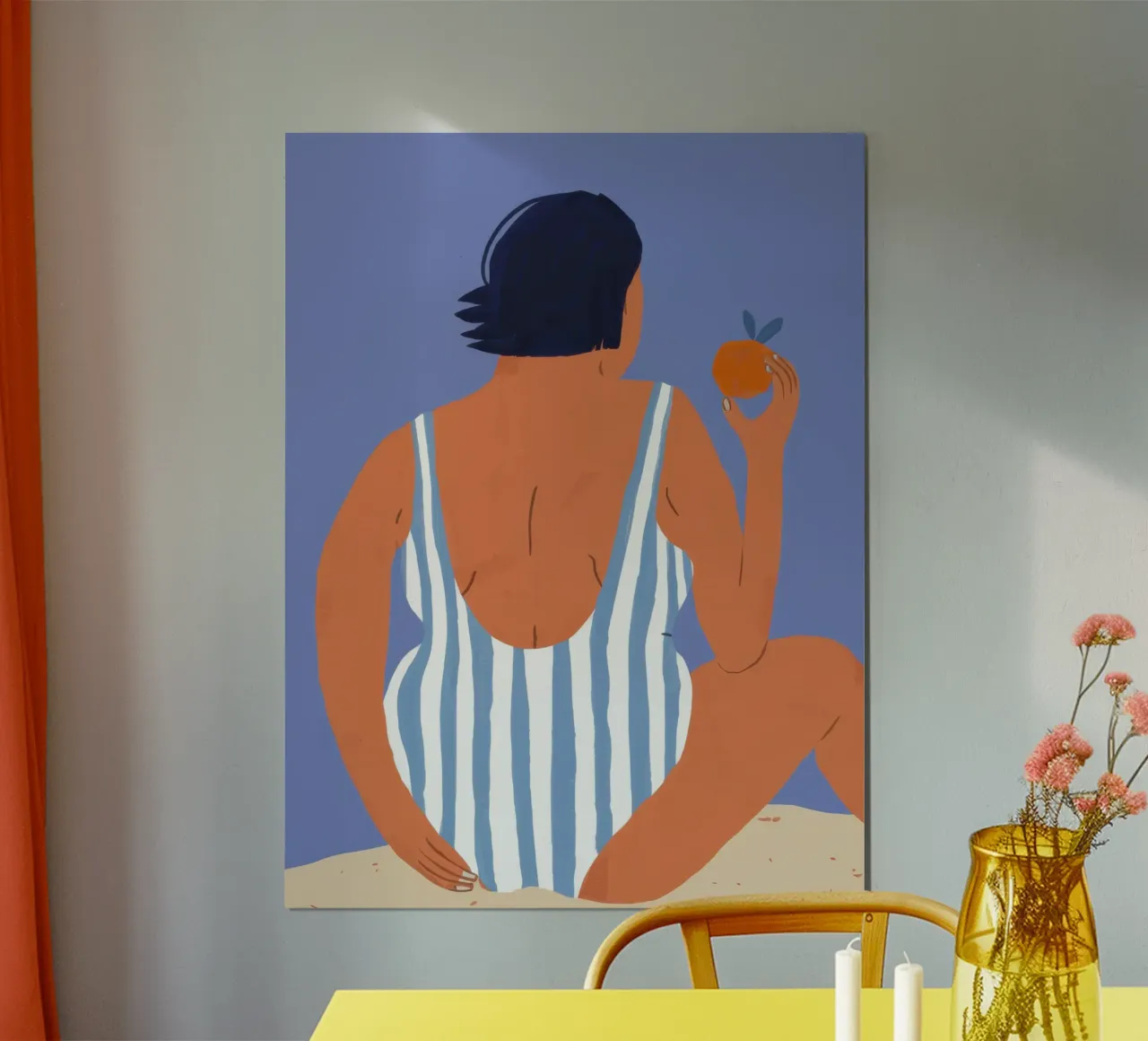 Costume da bagno a righe Serenity poster con telaio in legno da Bruce Juice