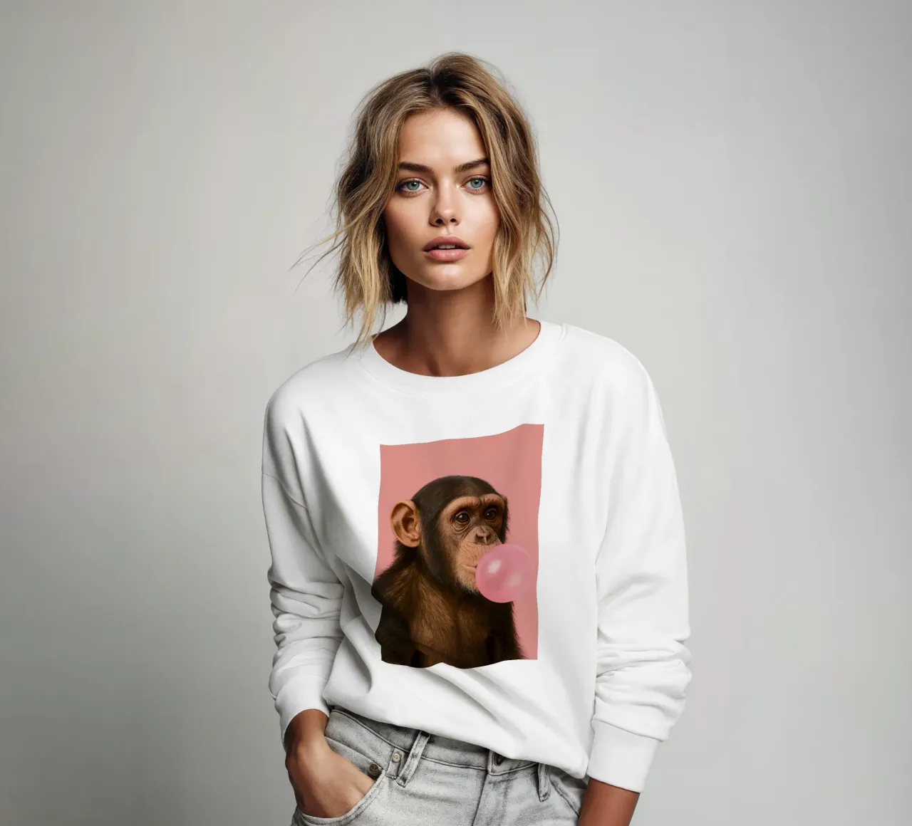 Chimpanzee with Bubblegum felpa da Attaboy Dsgn