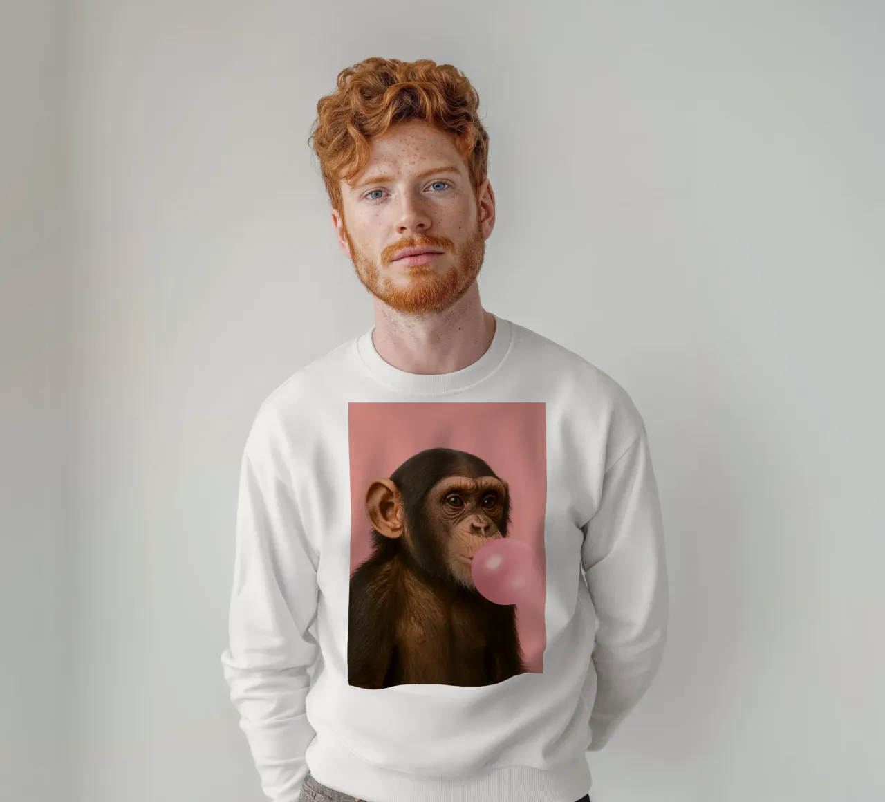 Chimpanzee with Bubblegum felpa da Attaboy Dsgn