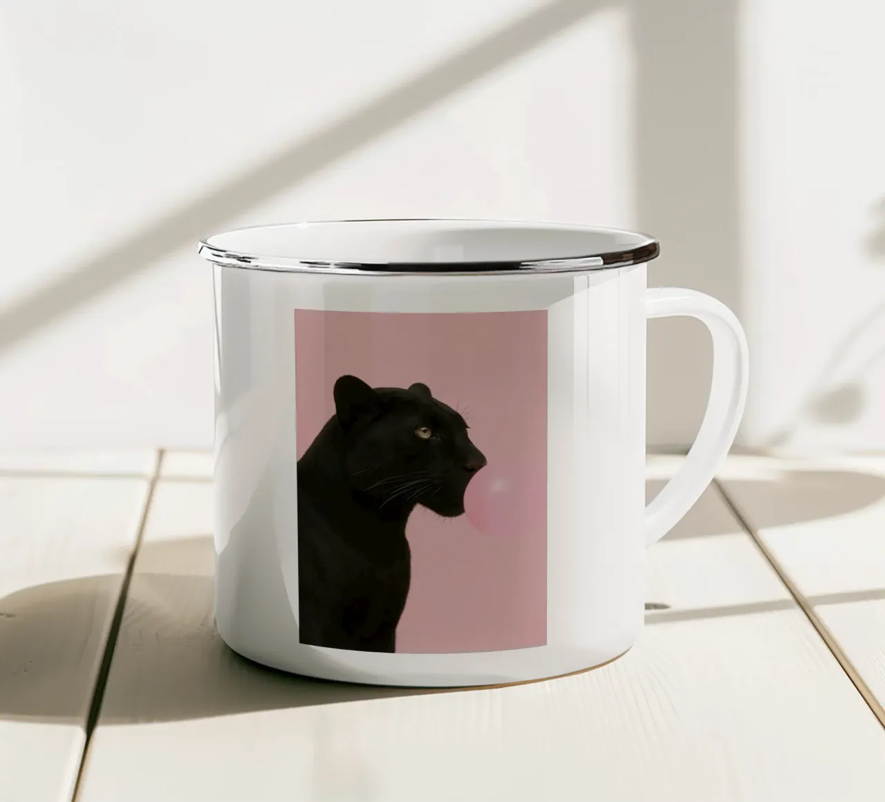 Panther Bubblegum tazza in smalto da Attaboy Dsgn