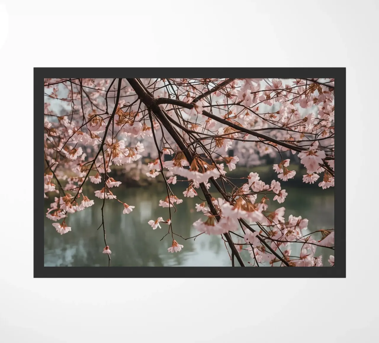 Rami di ciliegio in fiore sull'acqua zerbino da DesignDoodle