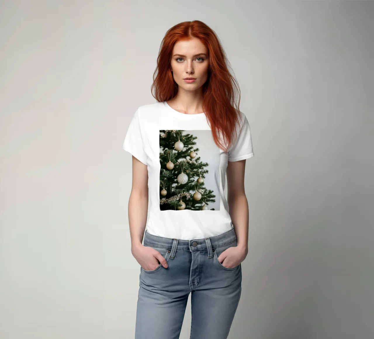 Albero di Natale decorato con ornamenti in oro e argento t-shirt da DesignDoodle