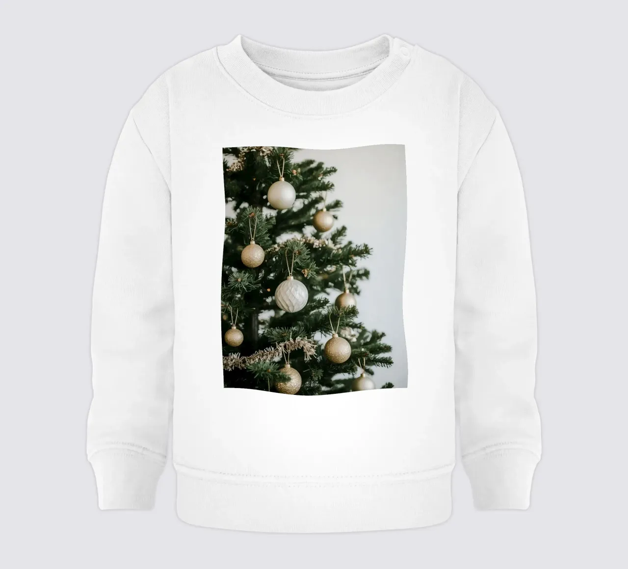 Albero di Natale decorato con ornamenti in oro e argento felpa neonato da DesignDoodle