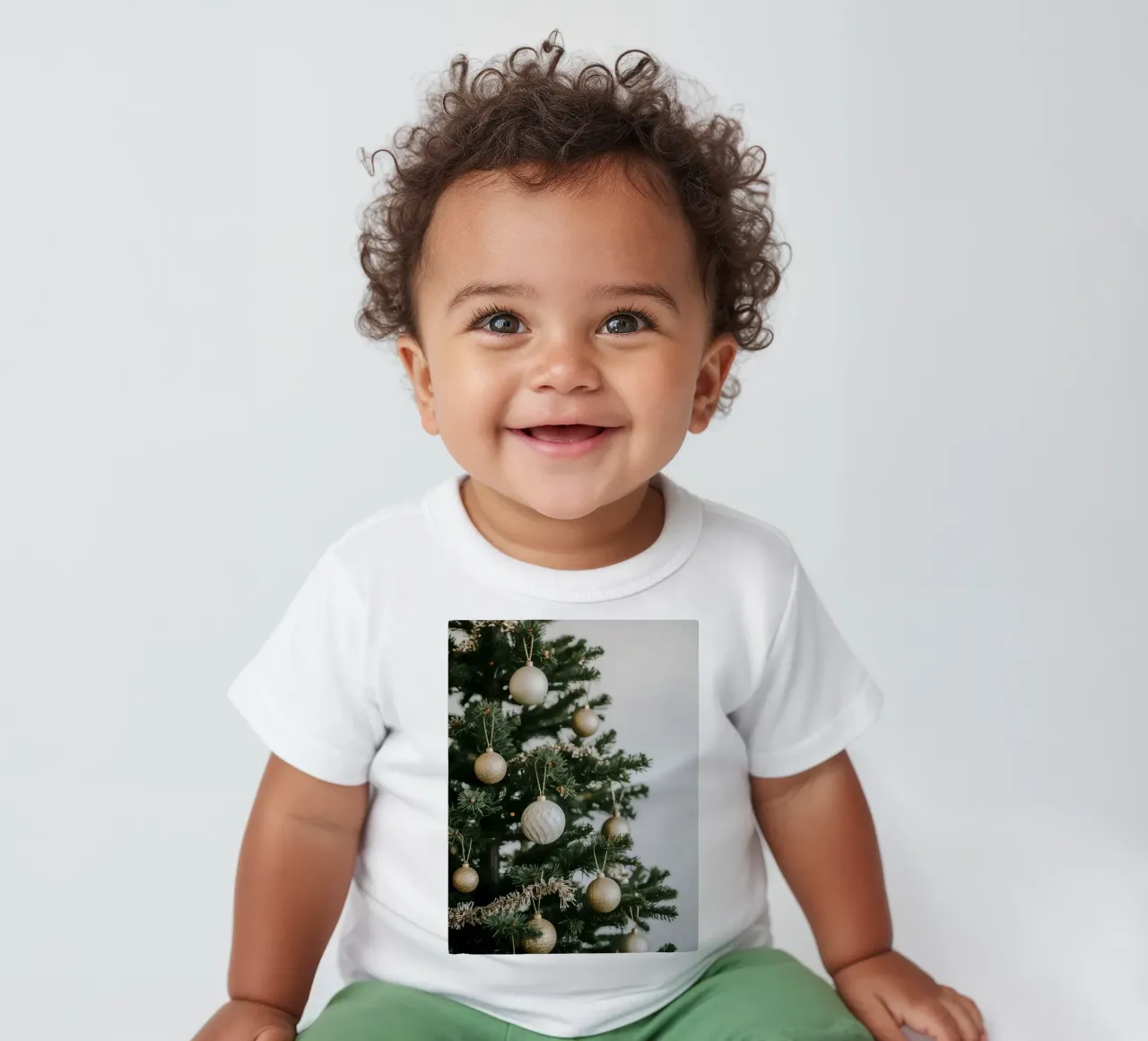 Albero di Natale decorato con ornamenti in oro e argento maglietta neonato da DesignDoodle