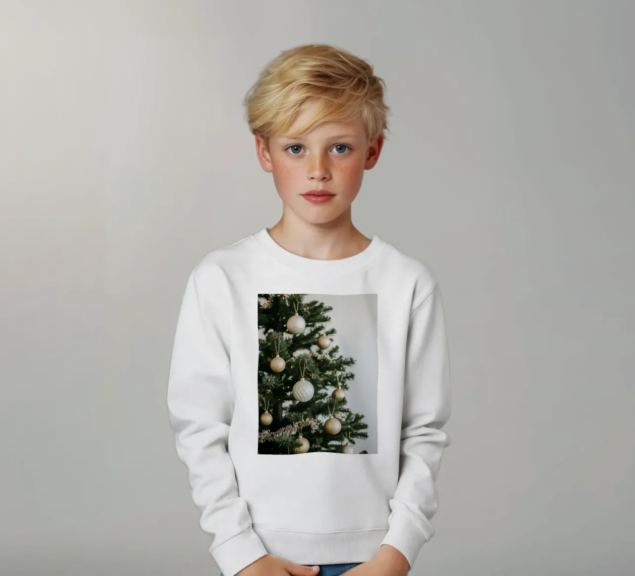 Albero di Natale decorato con ornamenti in oro e argento felpa bambino da DesignDoodle