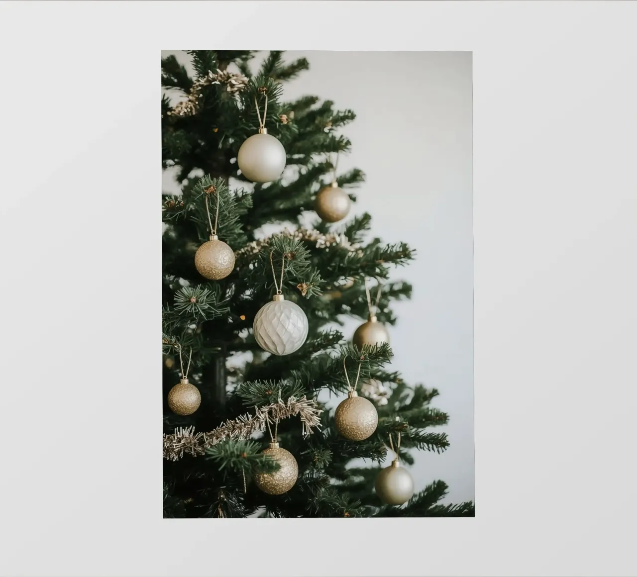 Albero di Natale decorato con ornamenti in oro e argento pellicola backlit da DesignDoodle