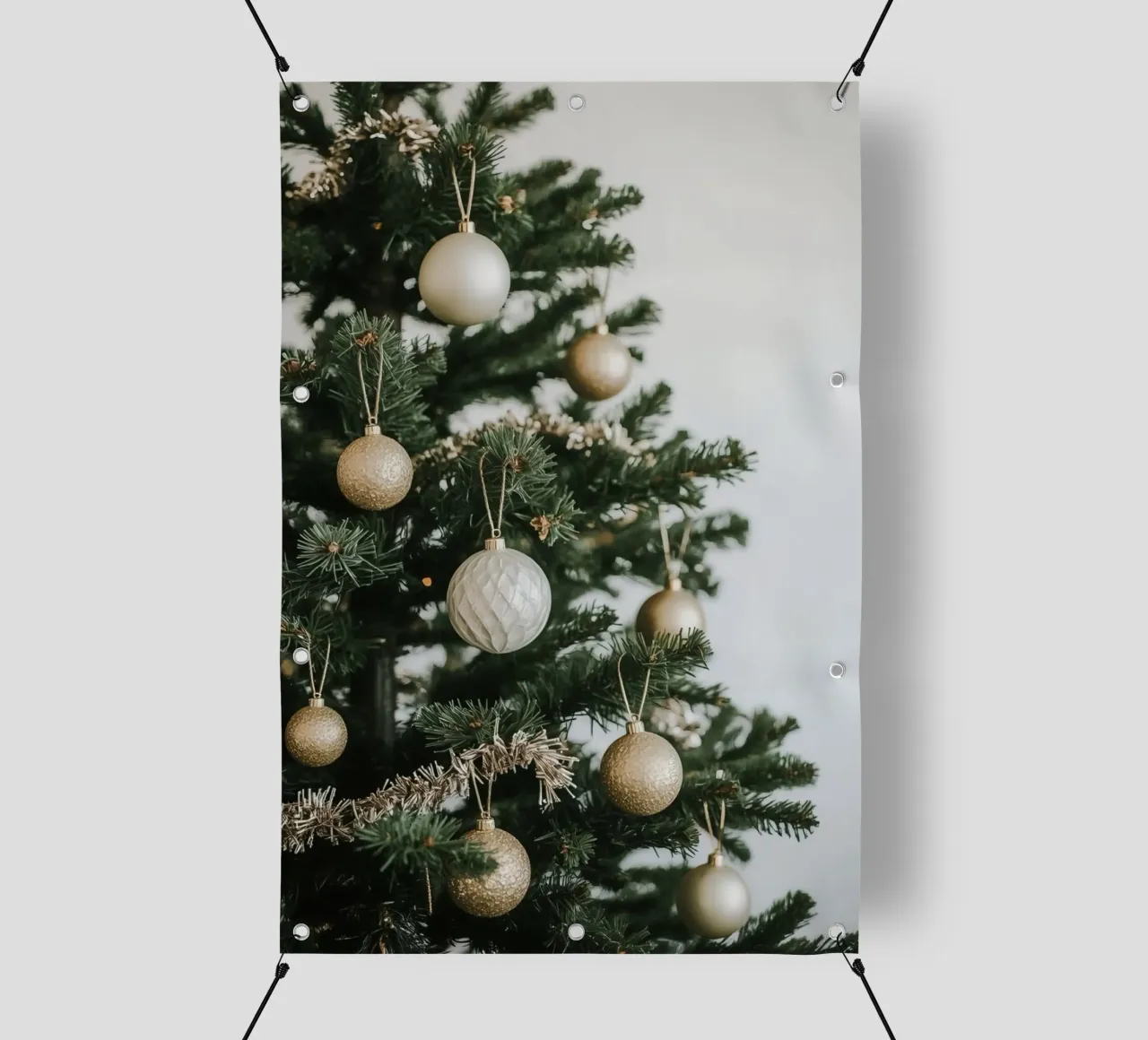 Albero di Natale decorato con ornamenti in oro e argento telo in pvc da DesignDoodle