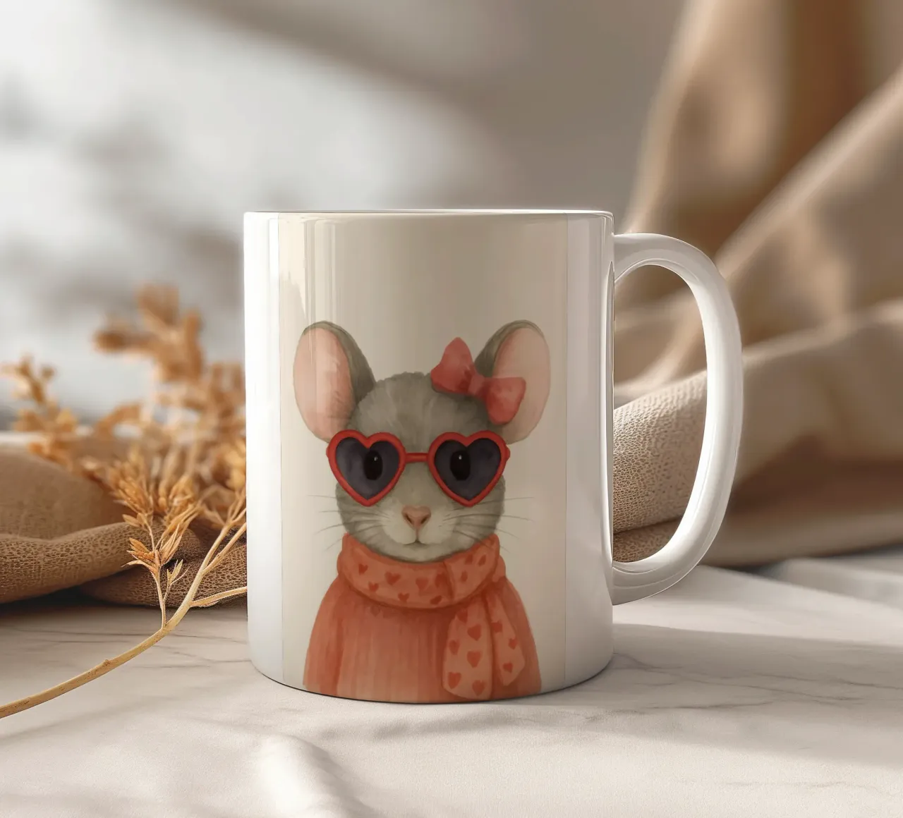 Mouse with Heart Sunglasses tazza in ceramica da Attaboy Dsgn