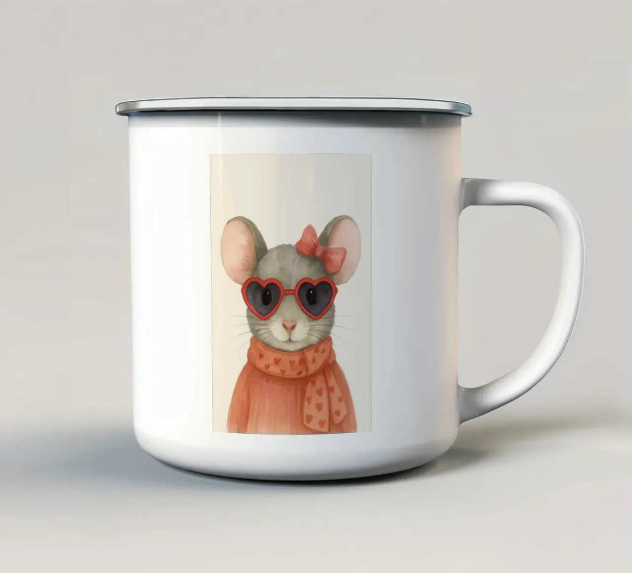 Mouse with Heart Sunglasses tazza in smalto da Attaboy Dsgn