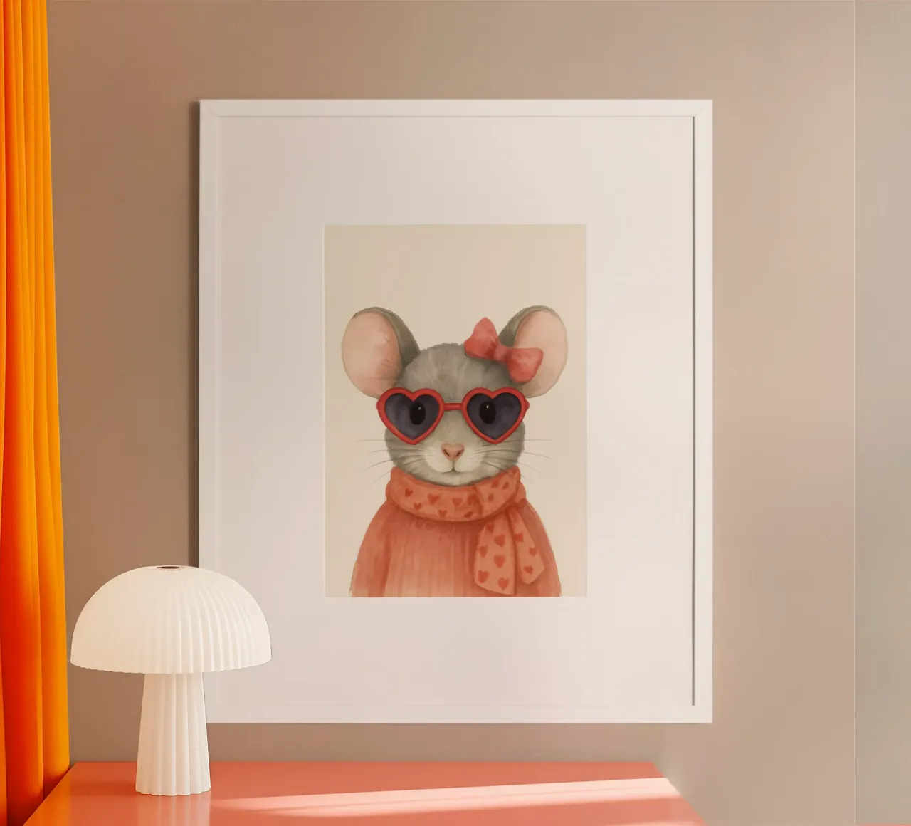 Mouse with Heart Sunglasses poster con telaio in legno da Attaboy Dsgn