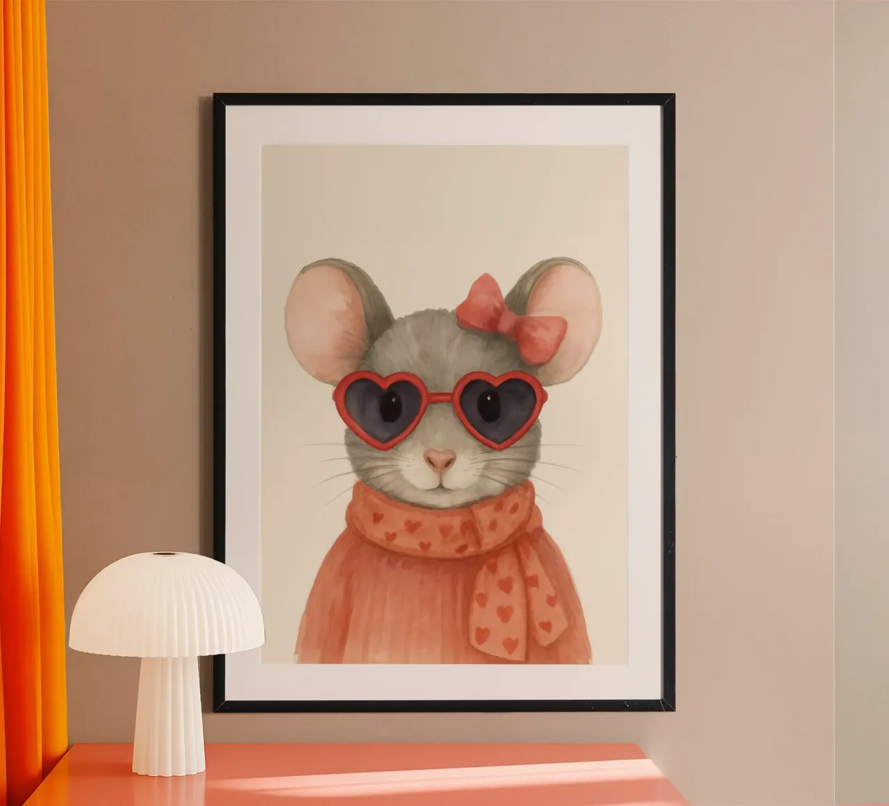Mouse with Heart Sunglasses poster con telaio in legno da Attaboy Dsgn