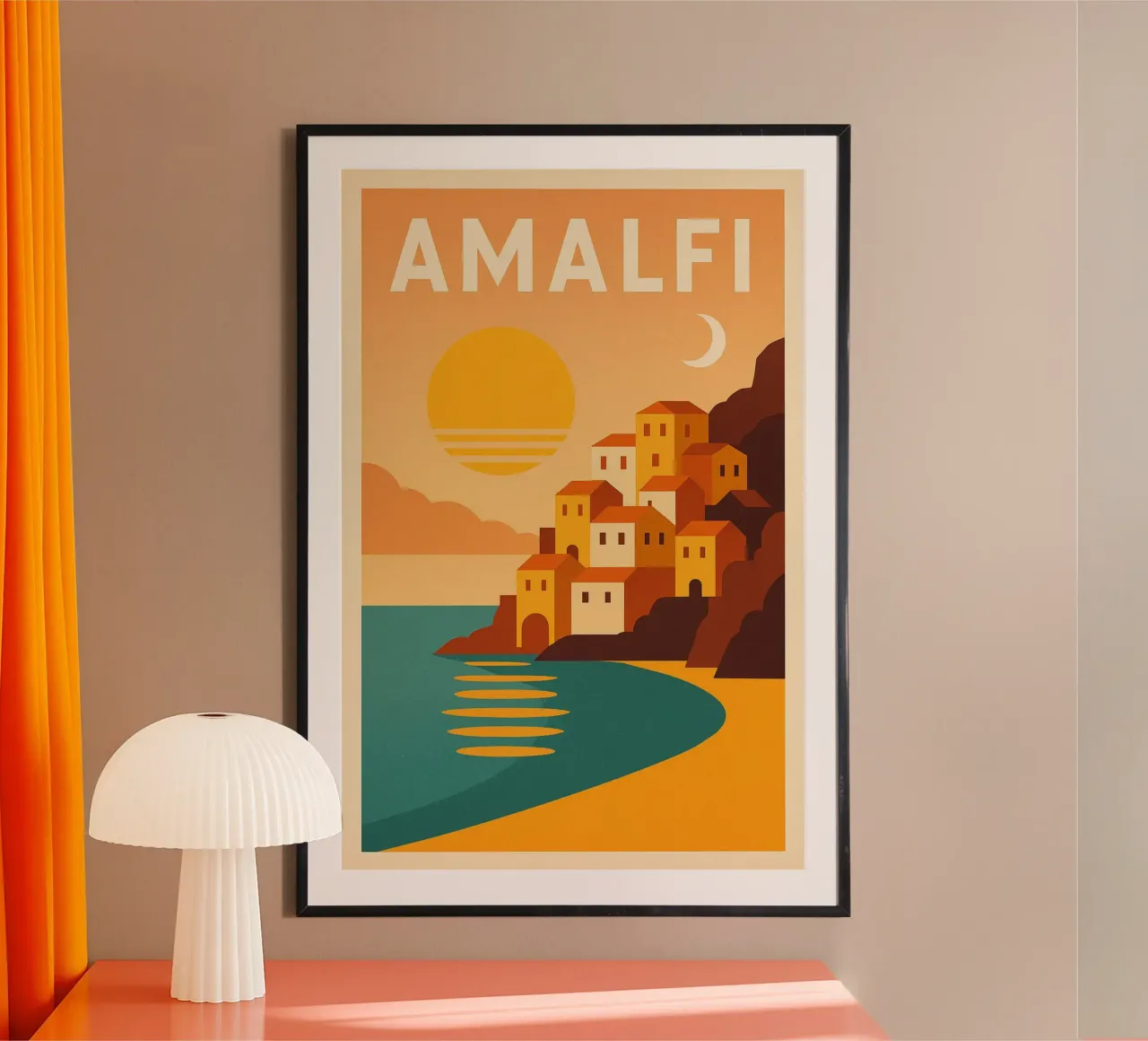 Amalfi – Affiche Minimaliste Côte Italienne poster con telaio in plastica da JETLAG | affiches voyage