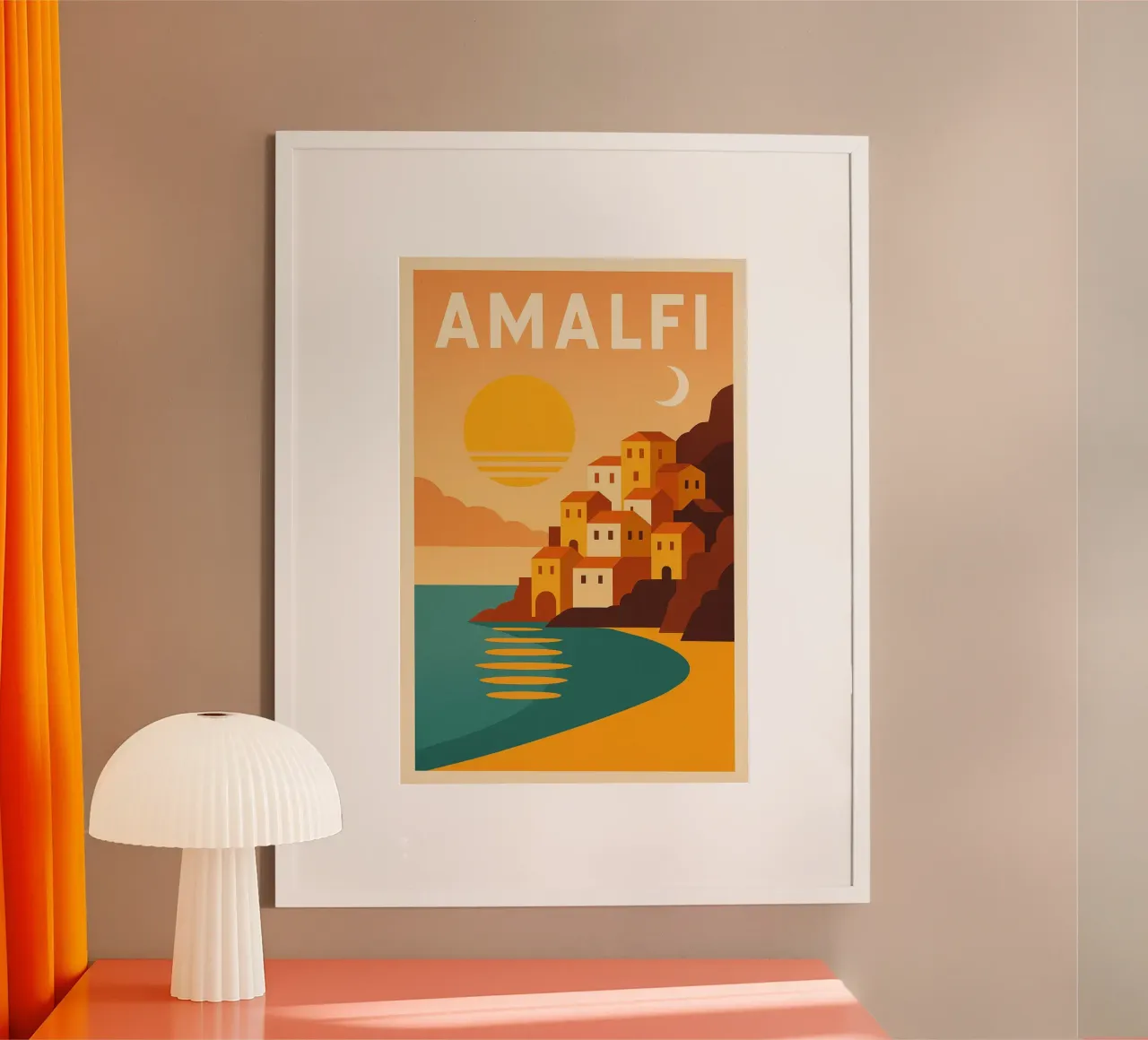 Amalfi – Affiche Minimaliste Côte Italienne poster con telaio in plastica da JETLAG | affiches voyage