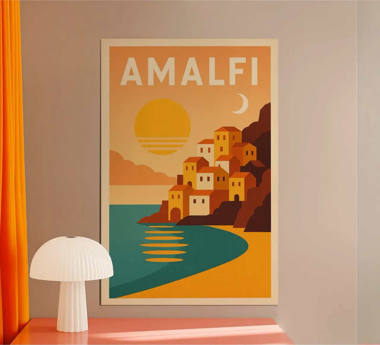 Amalfi – Affiche Minimaliste Côte Italienne poster con telaio in plastica da JETLAG | affiches voyage