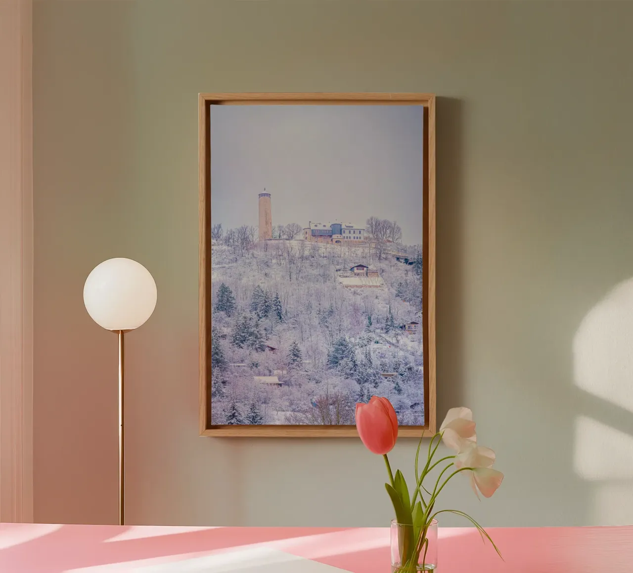 Fox tower in winter canvas with Floater frame by Marcus Beckert | Fotografie