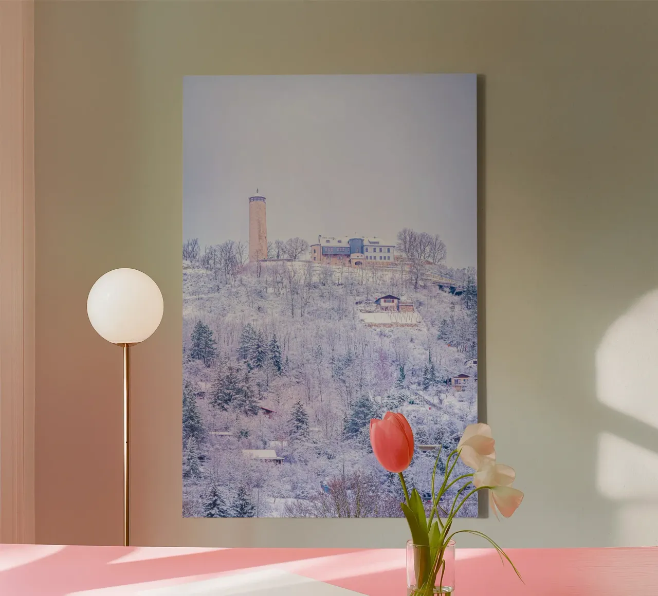 Fox tower in winter canvas with Floater frame by Marcus Beckert | Fotografie