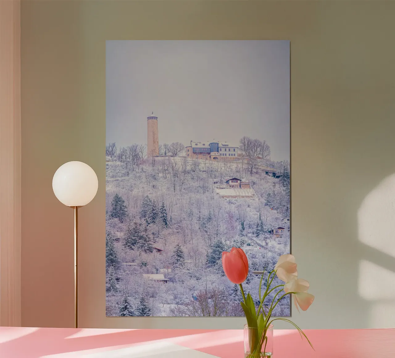 La torre della volpe in inverno poster con telaio in alluminio da Marcus Beckert | Fotografie