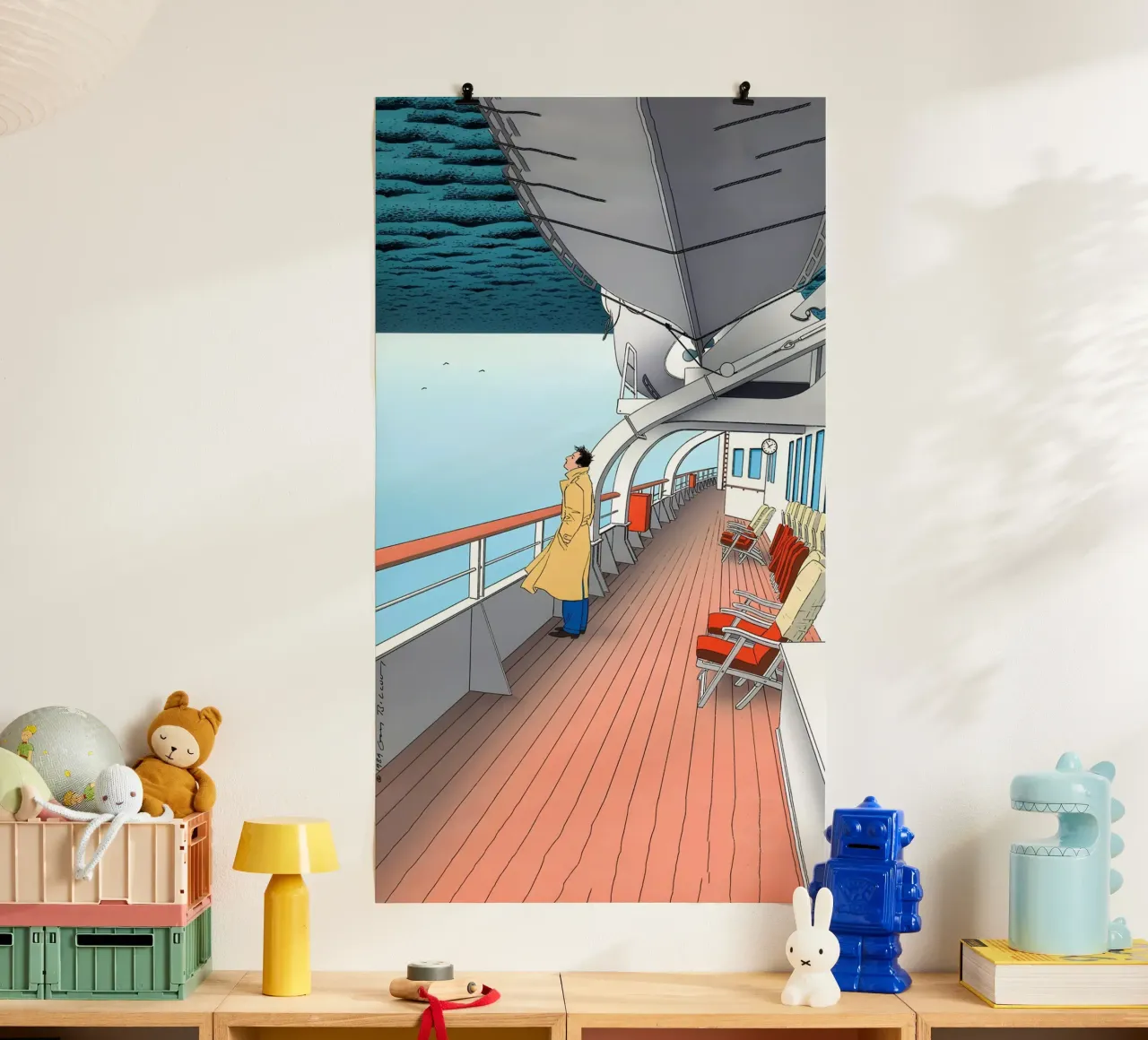 Poster a fumetti nautico, viaggio in mare, avventura poster con telaio in legno da NorwesClub