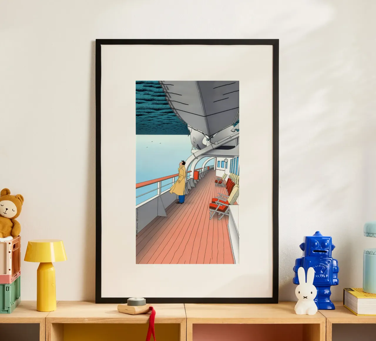 Poster a fumetti nautico, viaggio in mare, avventura poster con telaio in legno da NorwesClub