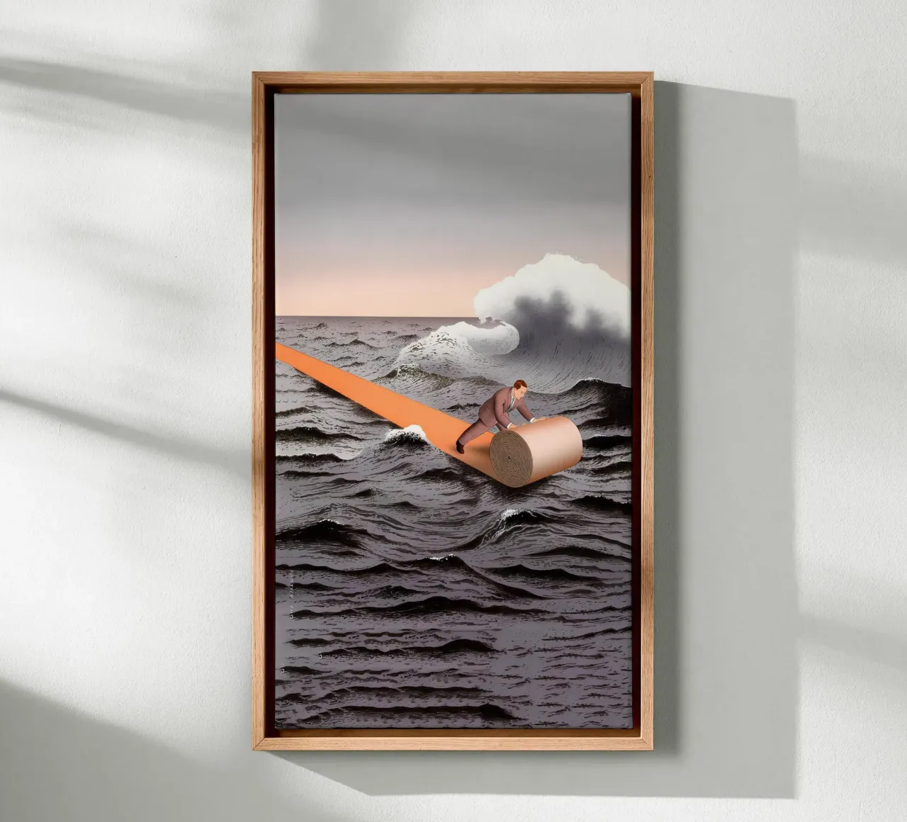 Surrealist Sea Scroll Art, Modernist, Abstract canvas with Floater frame by NorwesClub