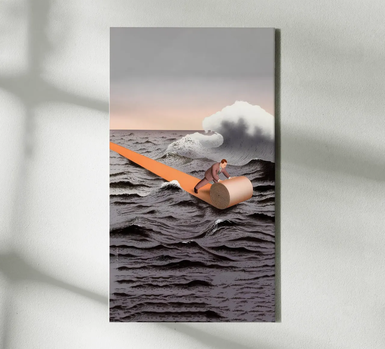 Surrealist Sea Scroll Art, Modernist, Abstract canvas with Floater frame by NorwesClub