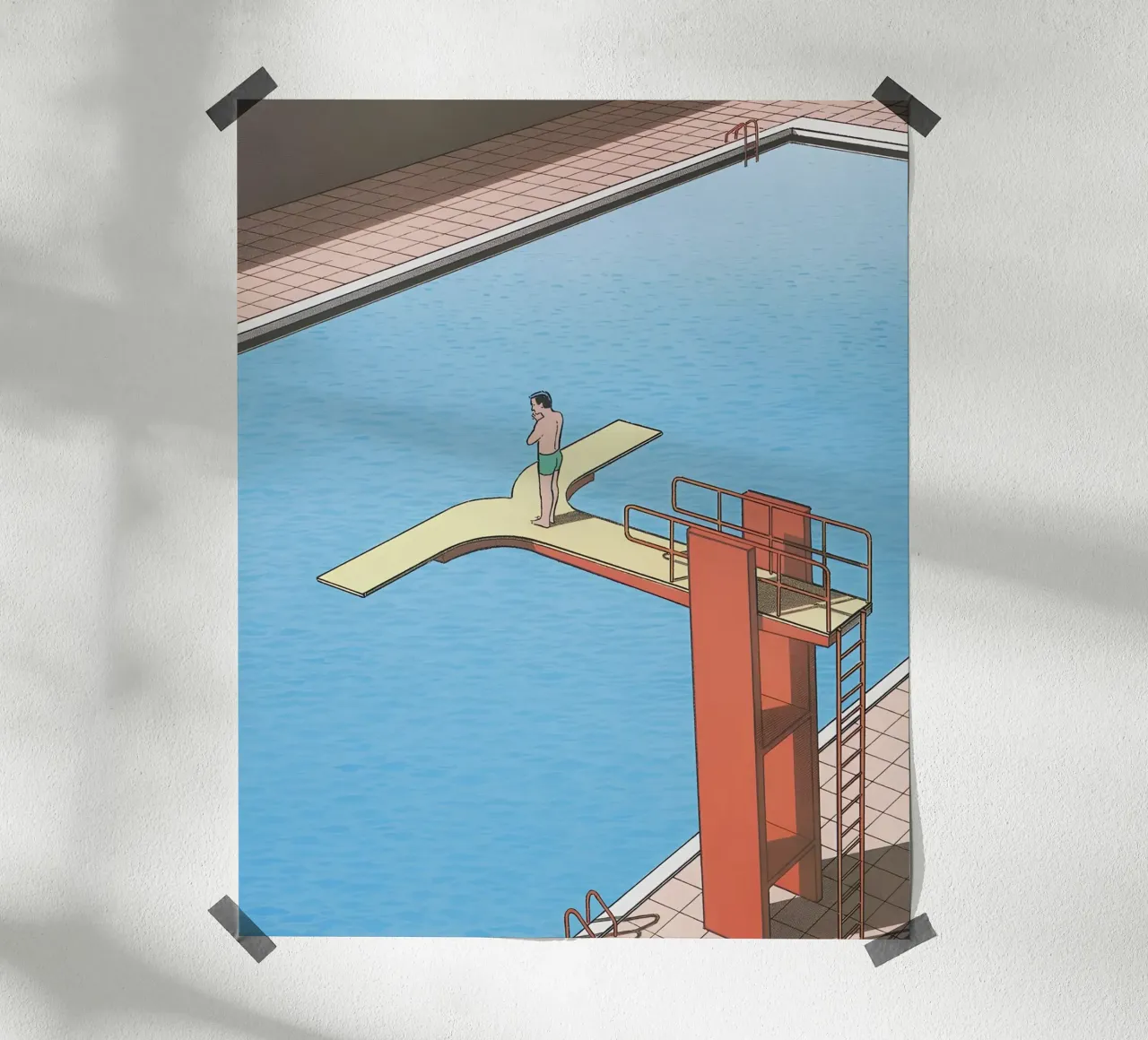 Décision concernant les plongeurs Bande dessinée, Pop Art, Surréalisme poster avec cadre en bois de NorwesClub